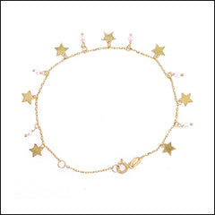 PULSERA CADENA ESTRELLAS Y PERLAS ALTERNADAS
