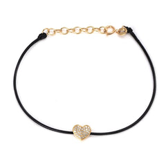 Pulsera hilo corazón pave de brillantes