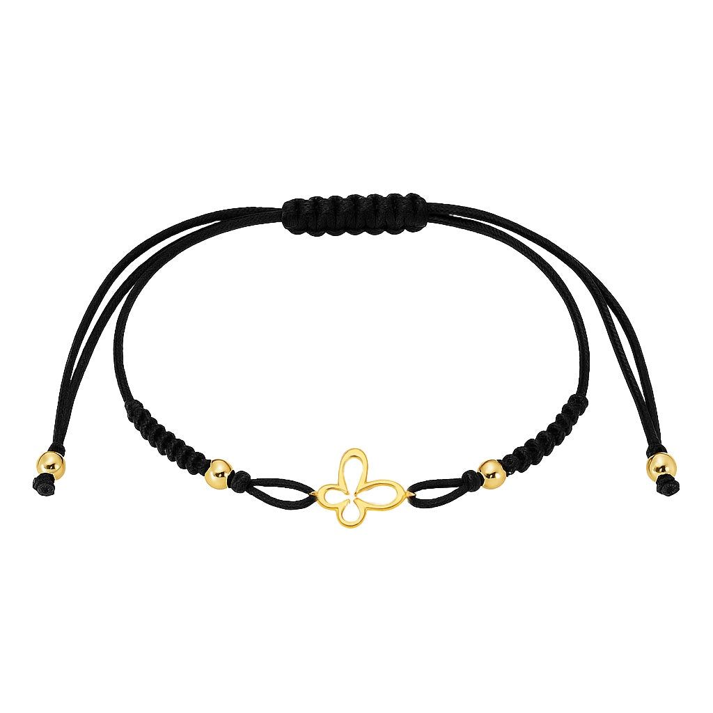 Pulsera hilada macramé con mariposa calada.