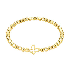 Pulsera bolitas goldfill con mariposa calada al centro.