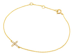 Pulsera cadena oro con cruz de brillantes.