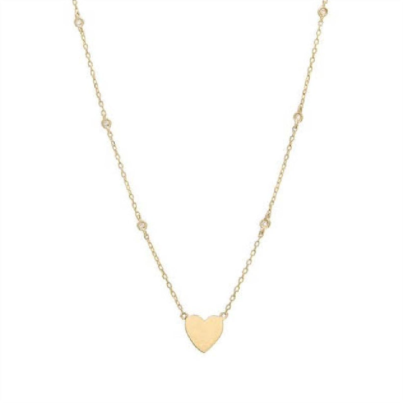COLLAR ORO AMARILLO CORAZON Y BRILLANTES EN CADENA