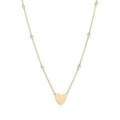 COLLAR ORO AMARILLO CORAZON Y BRILLANTES EN CADENA