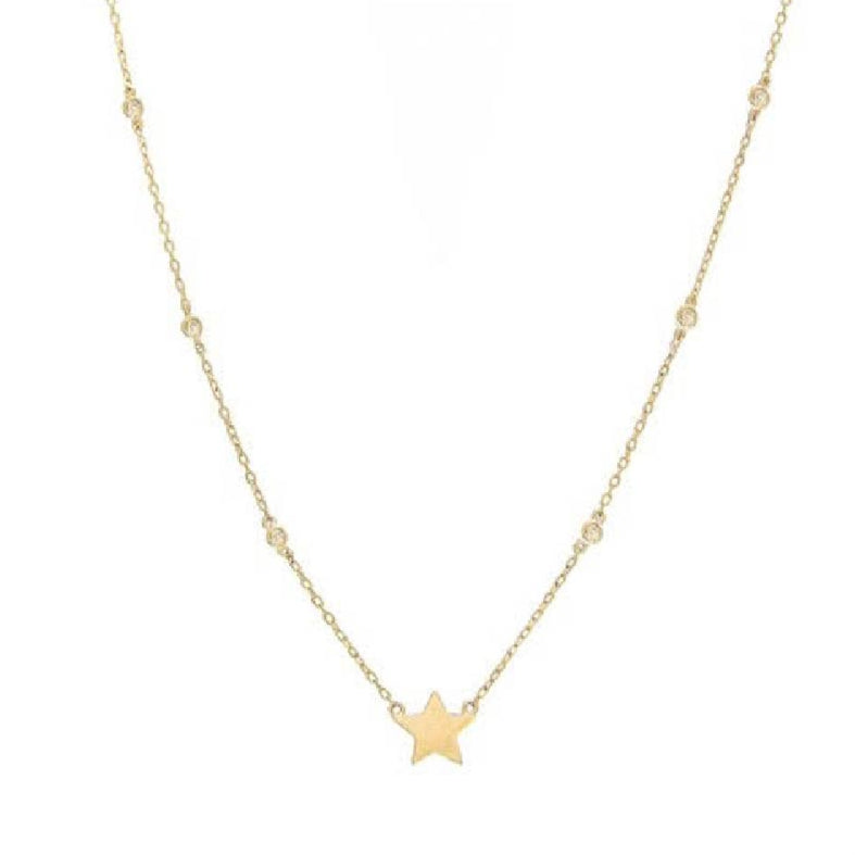 Collar Oro Estrella con Brillantes en Cadena