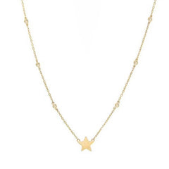 Collar Oro Estrella con Brillantes en Cadena