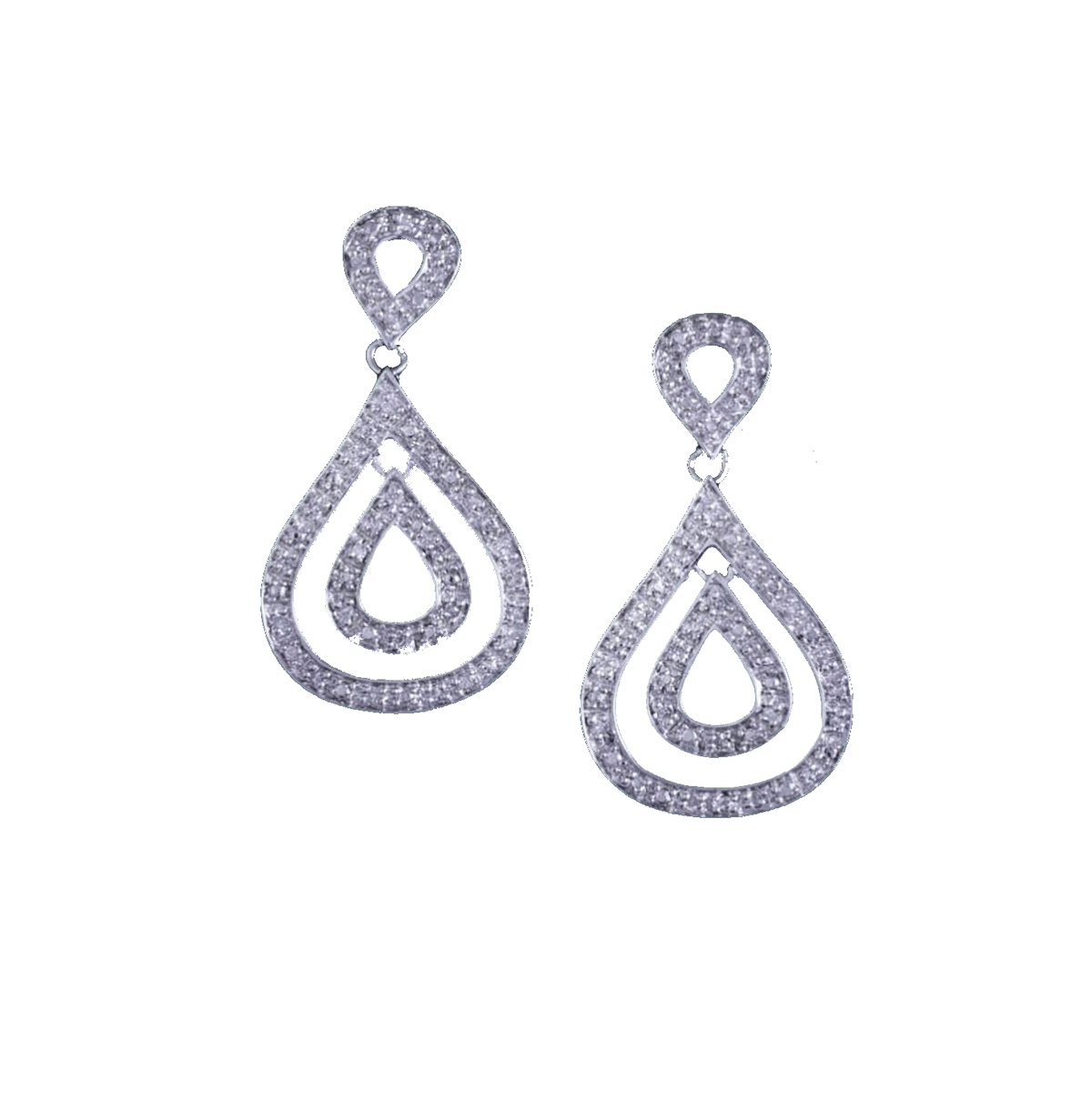 Aros Plata y Brillante Doble Gota Brillantes