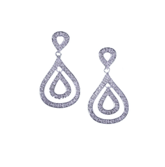 Aros Plata y Brillante Doble Gota Brillantes