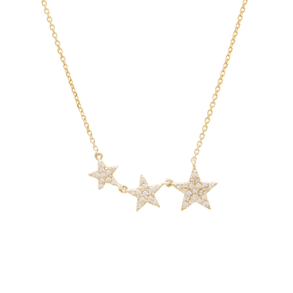 COLLAR ORO TRES ESTRELLAS Y BRILLANTES DEGRADE