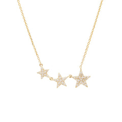 COLLAR ORO TRES ESTRELLAS Y BRILLANTES DEGRADE