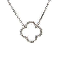 collar plata y brillantes trebol