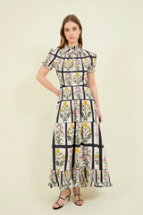 Vestido Cuello Tirilla Cuadros Negros