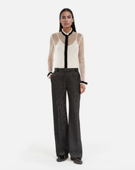 Pantalon Large Detail Bande Satin - Black