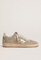 BALLSTAR SUEDE UPPER TOE AND SPUR WITH PEARLS LAMINATED STAR LEATHER HEEL
