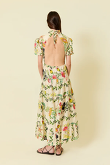 Vestido Cuello Tirilla Flores