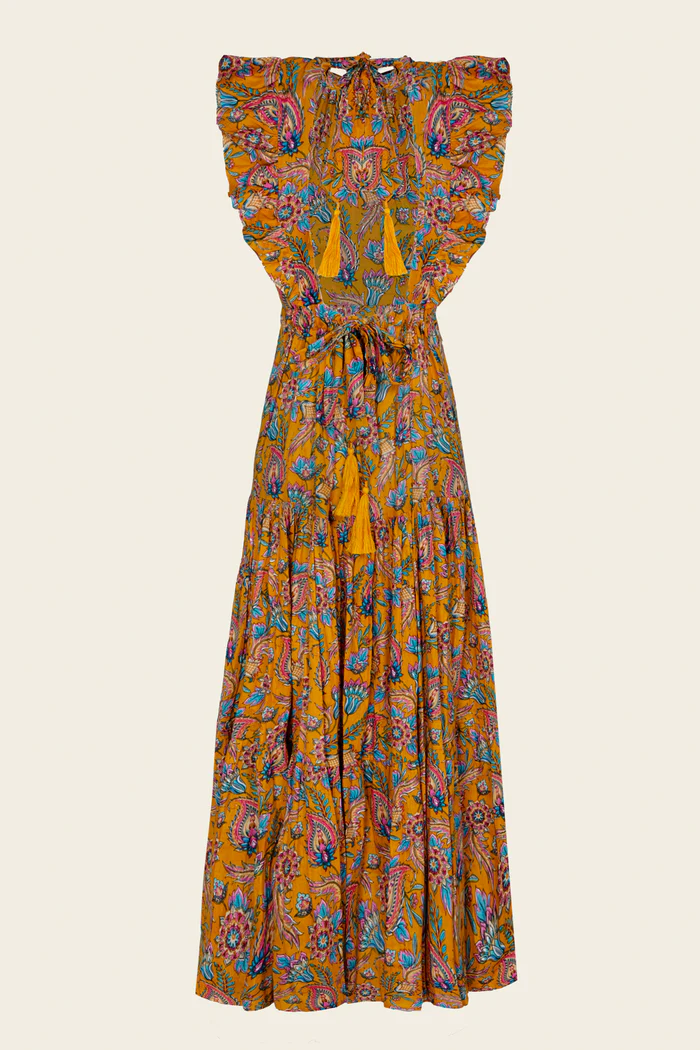 Vestido Espalda Descubierta Mostaza
