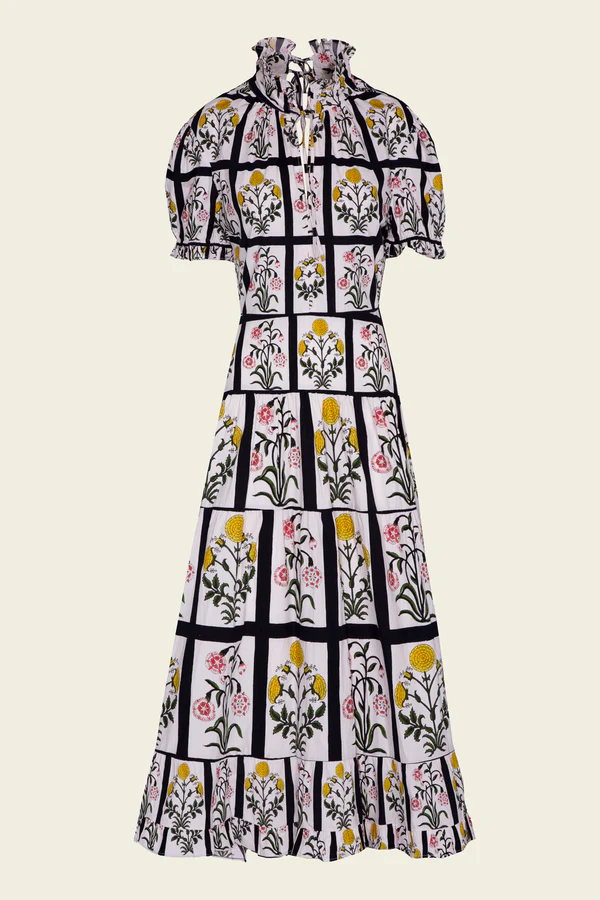 Vestido Cuello Tirilla Cuadros Negros