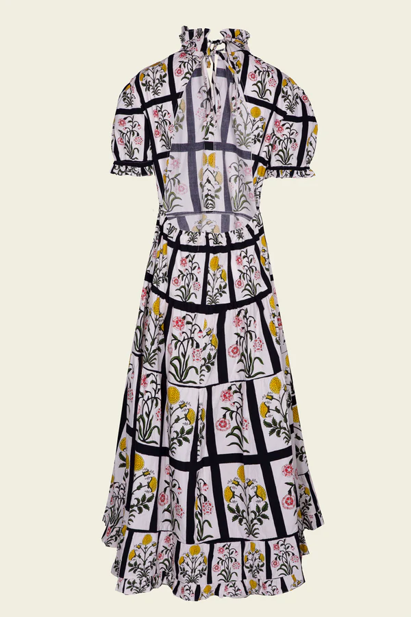 Vestido Cuello Tirilla Cuadros Negros