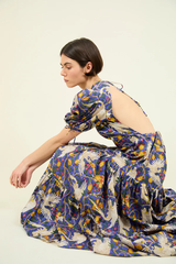 Vestido Espalda Descubierta Azul Loros