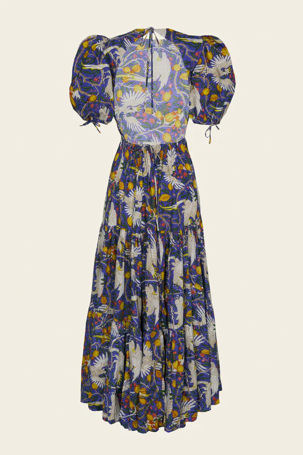 Vestido Espalda Descubierta Azul Loros