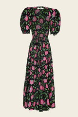 Vestido Espalda Descubierta Flores Rosas