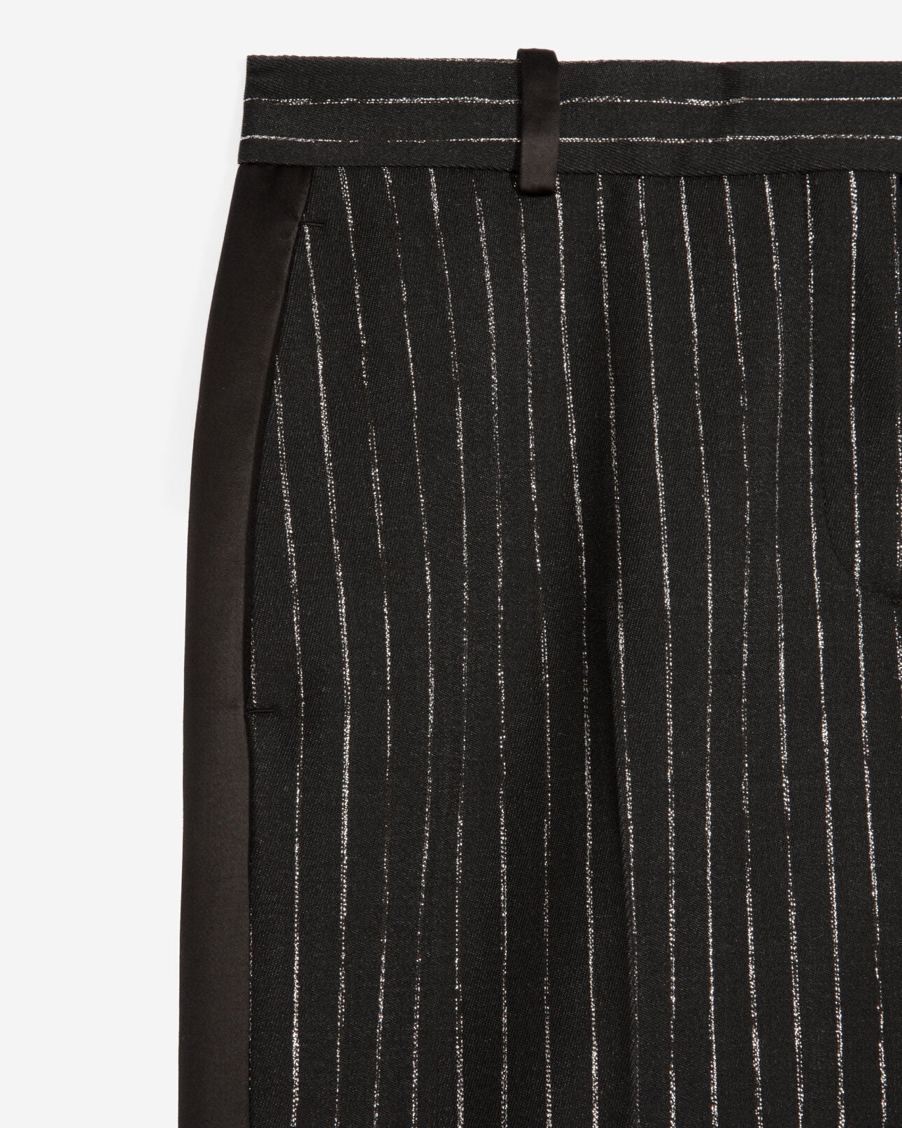Pantalon Large Detail Bande Satin