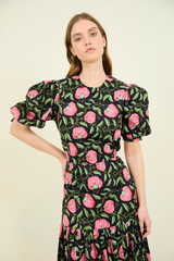 Vestido Espalda Descubierta Flores Rosas