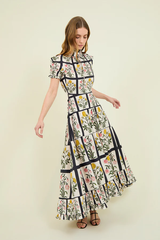 Vestido Cuello Tirilla Cuadros Negros