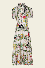 Vestido Cuello Tirilla Flores