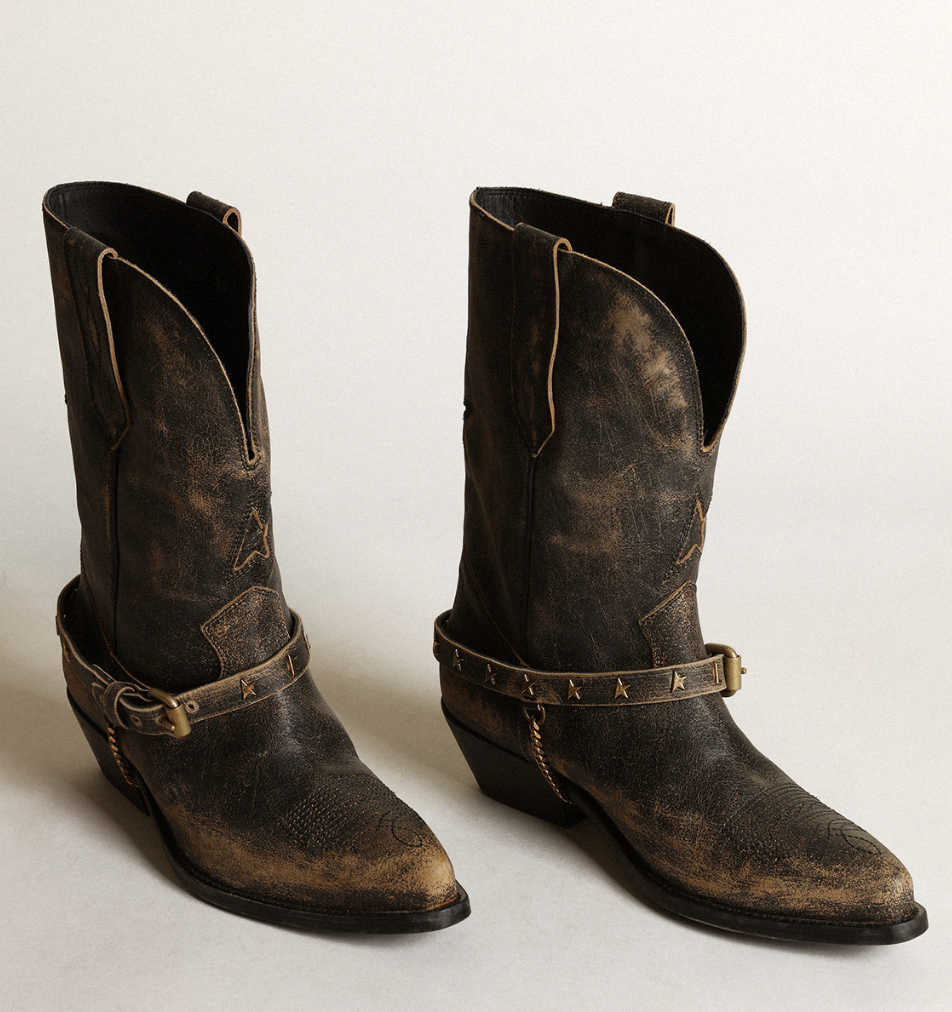 WISH STAR LOW SHINY LEATHER UPPER BELT AND CHAIN