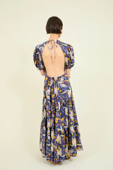 Vestido Espalda Descubierta Azul Loros