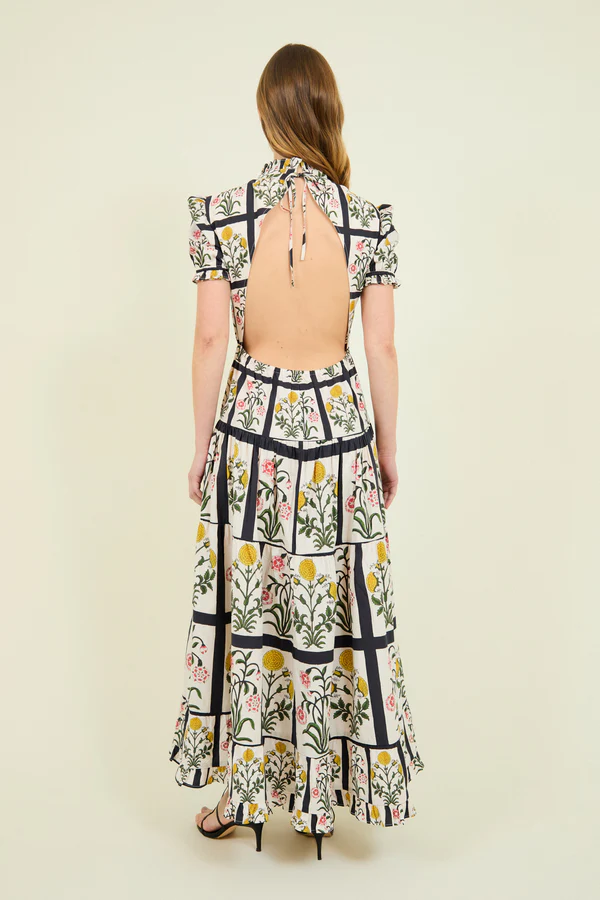 Vestido Cuello Tirilla Cuadros Negros
