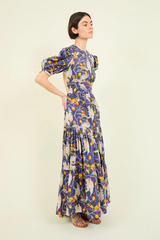 Vestido Espalda Descubierta Azul Loros