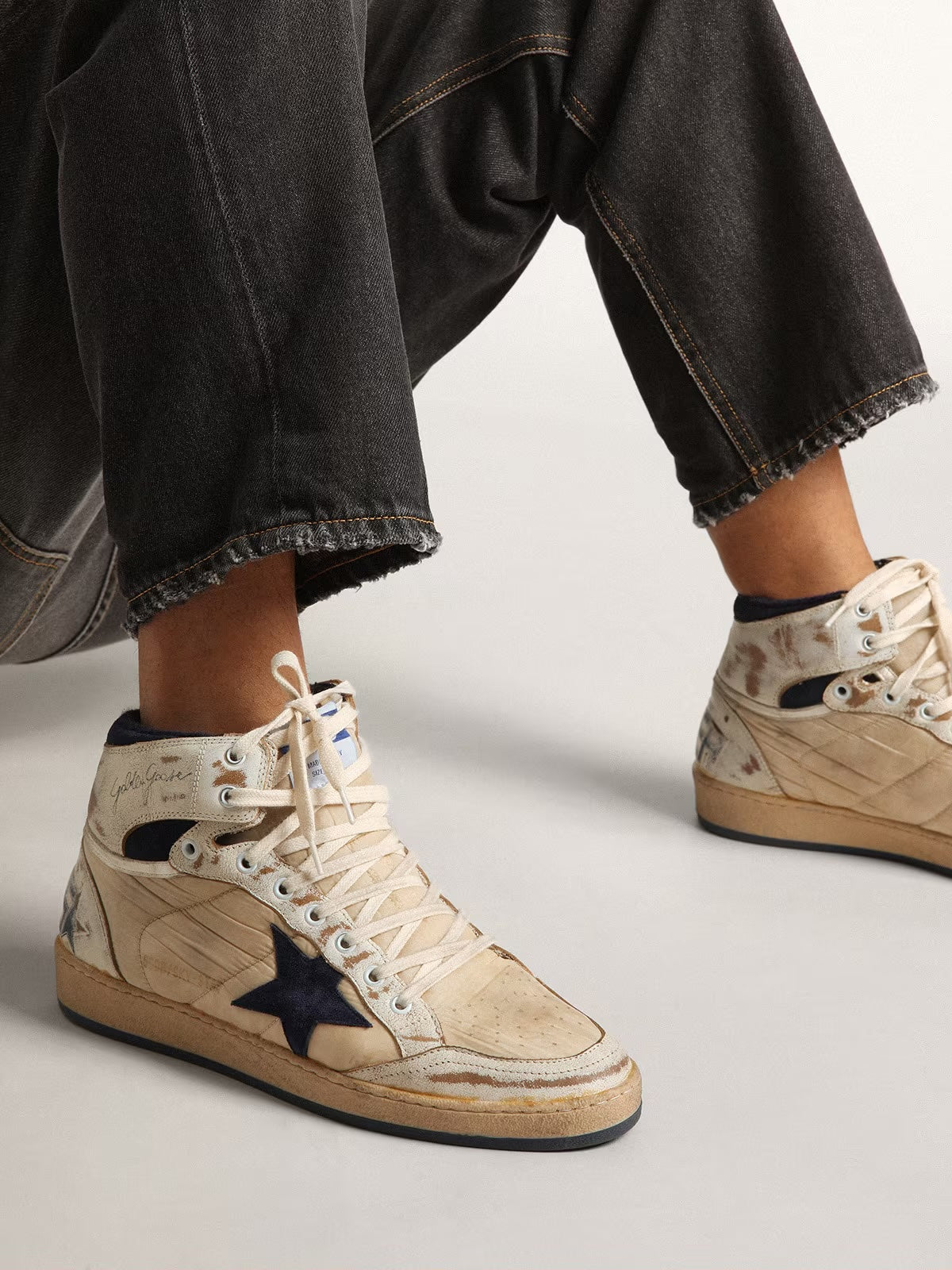 SKY STAR SHINY LEATHER TOE AND SPUR NYLON UPPER SUEDE