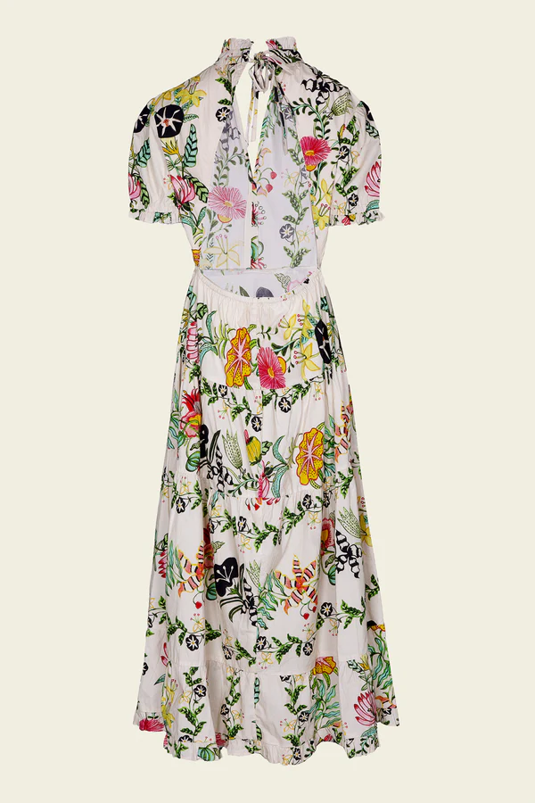 Vestido Cuello Tirilla Flores