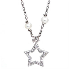 COLLAR PLATA Y BRILLANTES ESTRELLA Y PERLAS