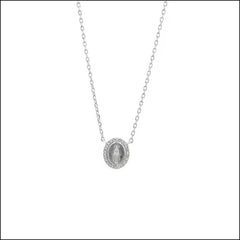COLLAR PLATA MEDALLA VIRGEN MILAGROSA RODEADA BRILLANTES