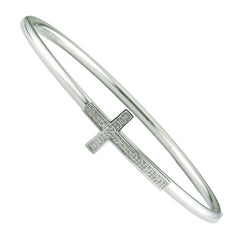 PULSERA ACERO PLATA Y  CRUZ CON BRILLANTES