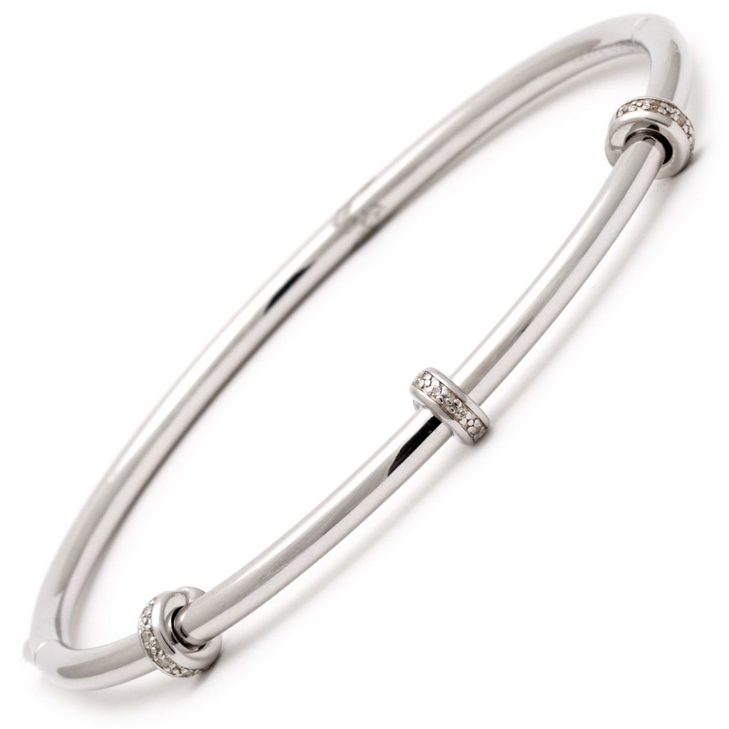 PULSERA ACERO PLATA CON ARGOLLAS Y BRILLANTES