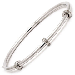 PULSERA ACERO PLATA CON ARGOLLAS Y BRILLANTES