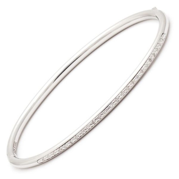 PULSERA ACERO PLATA Y BRILLANTES