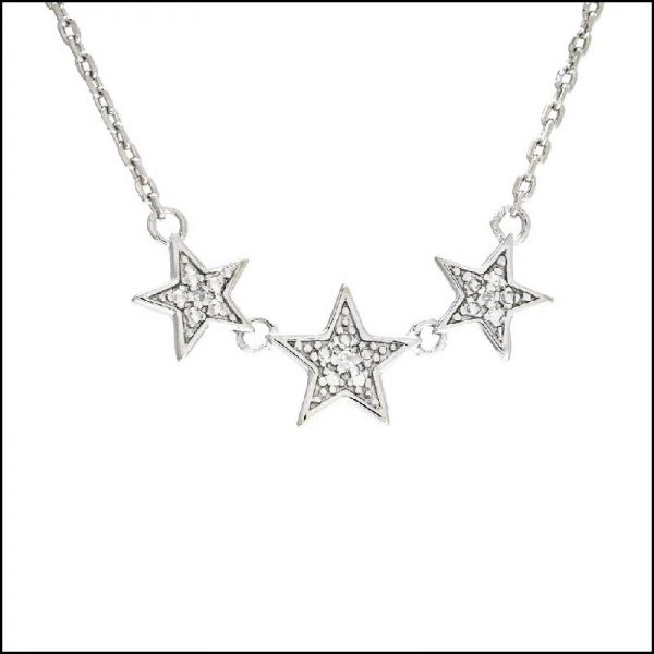 COLLAR PLATA Y TRES ESTRELLAS CON BRILLANTES