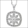 COLLAR PLATA Y BRILLANTES FLOR CUADRADO