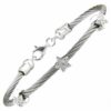 Pulsera plata alambre trenzado con 3 estrellas con brillantes