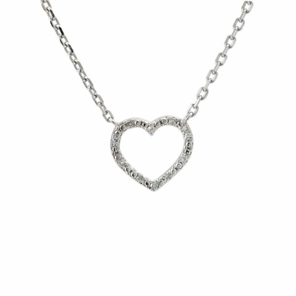Collar plata, corazón con brillantes