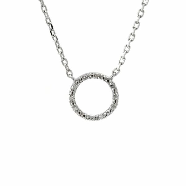 Collar plata, círculo con brillantes
