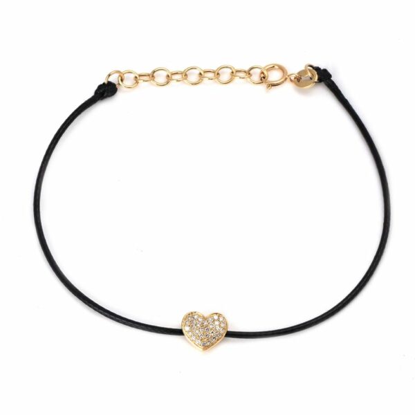 Pulsera hilo corazón pave de brillantes