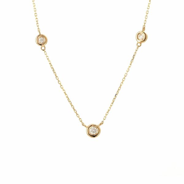 Cadena oro amarillo 14k  con 3 brillantes.