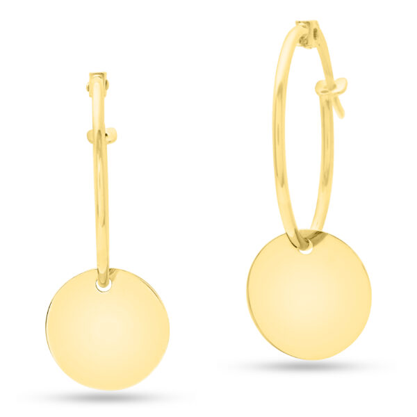 Aros argollas con disco colgando.