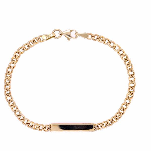 Pulsera eslabon plano con barra al centro.