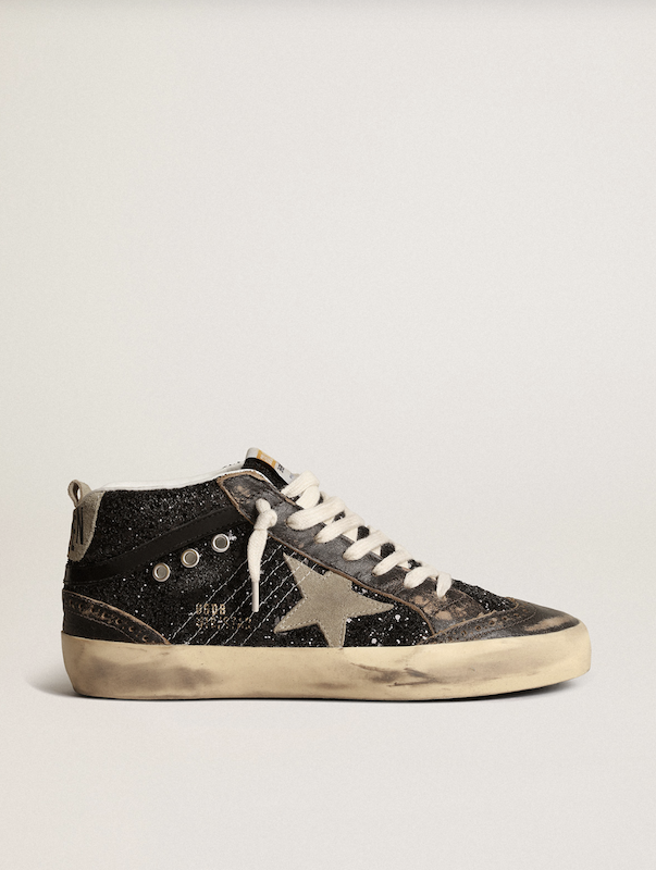 MID STAR GLITTER UPPER SHINY LEATHER TOE WAVE AND SPUR SUEDE STAR ...